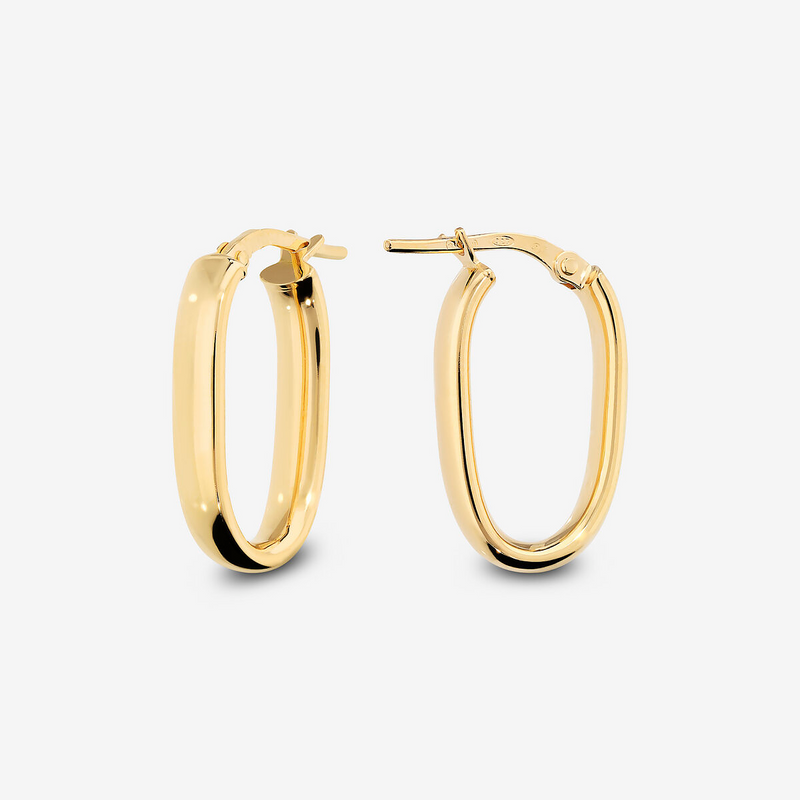 Orecchini Ovali Allungati Small in Argento 925 placcato Oro Giallo 18Kt