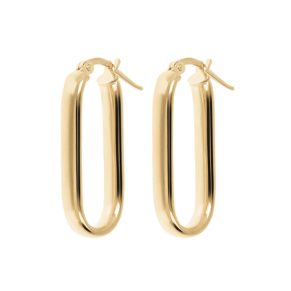 Medium Elongated Oval Earrings in 18Kt Yellow Gold plated 925 Silver
