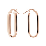 Mittelgroße längliche ovale Ohrringe aus 18 Karat rosévergoldetem 925er Silber