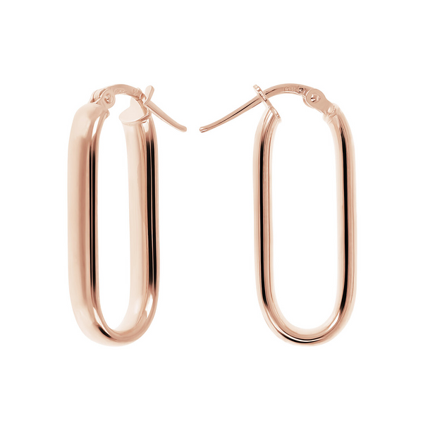 Medium Elongated Oval Earrings in 18Kt Rose Gold plated 925 Silver