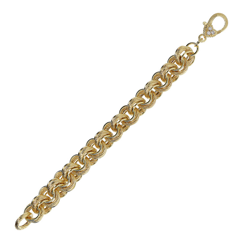18Kt Yellow Gold Plated 925 Silver Maxi Rolo Bracelet 