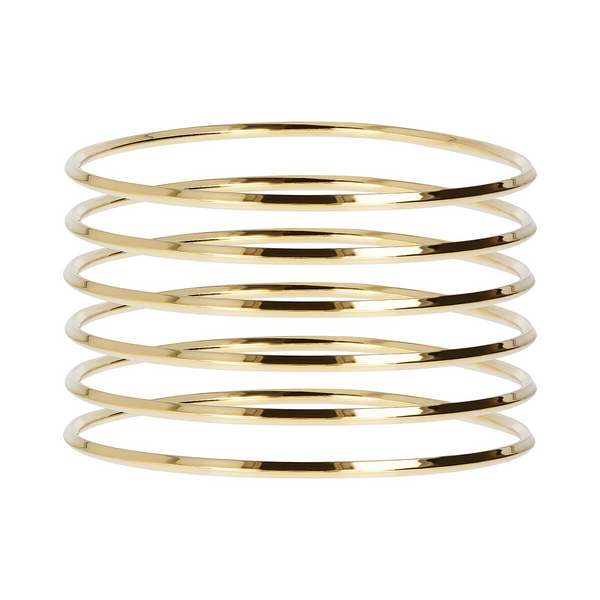Set of 6 Rigid Bracelets in 18Kt Yellow Gold Plated 925 Silver