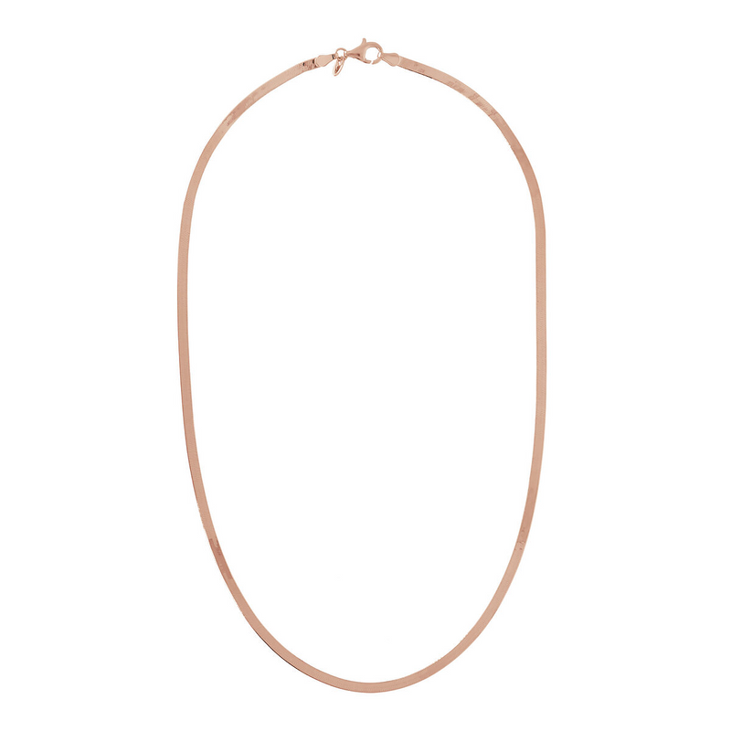 Flat Snake Necklace in 18Kt Rose Gold Plated 925 Silver