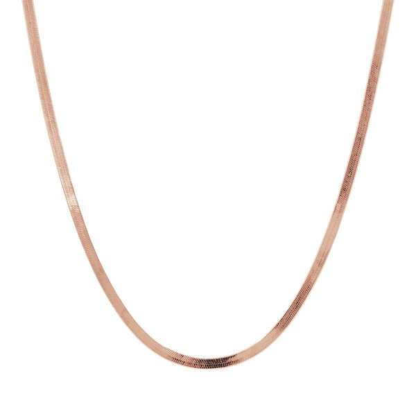 Long Flat Snake Necklace in 18Kt Rose Gold Plated 925 Silver