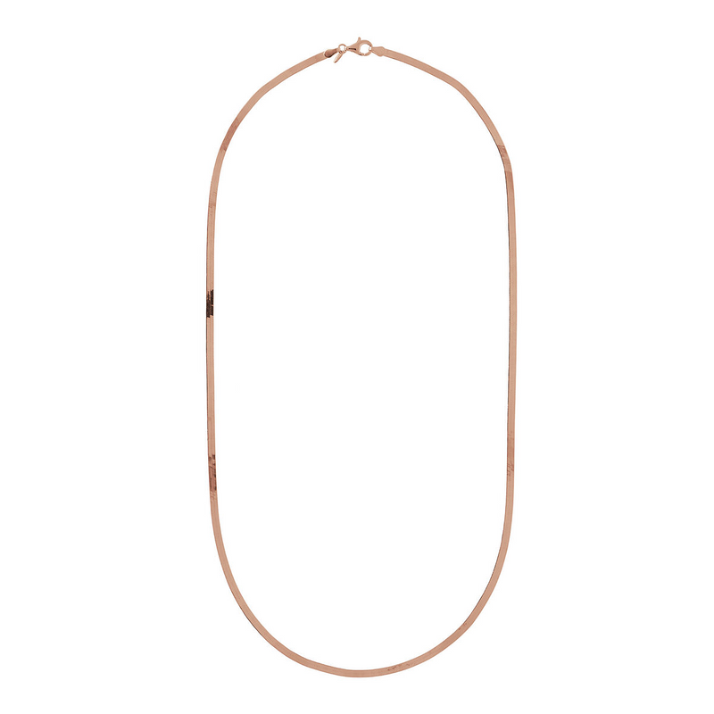 Long Flat Snake Necklace in 18Kt Rose Gold Plated 925 Silver