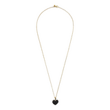 Necklace in 18Kt Yellow Gold Plated 925 Silver with Removable Heart Pendant in Black Spinel Pavé