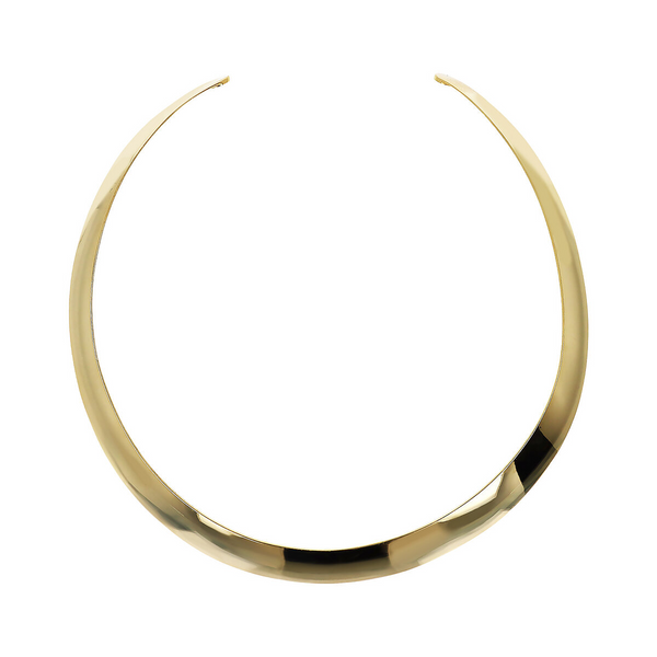 925 Sterling Silver 18Kt Yellow Gold Plated Mirror Choker Necklace