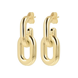 Elongated Double Oval Earrings in 925 Sterling Silver 18Kt Yellow Gold Plated