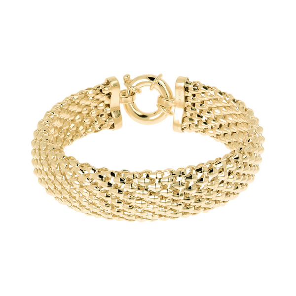 Popcorn Knitting Bracelet in 925 Sterling Silver 18Kt Yellow Gold Plated
