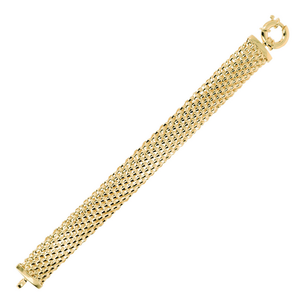 Popcorn Knitting Bracelet in 925 Sterling Silver 18Kt Yellow Gold Plated