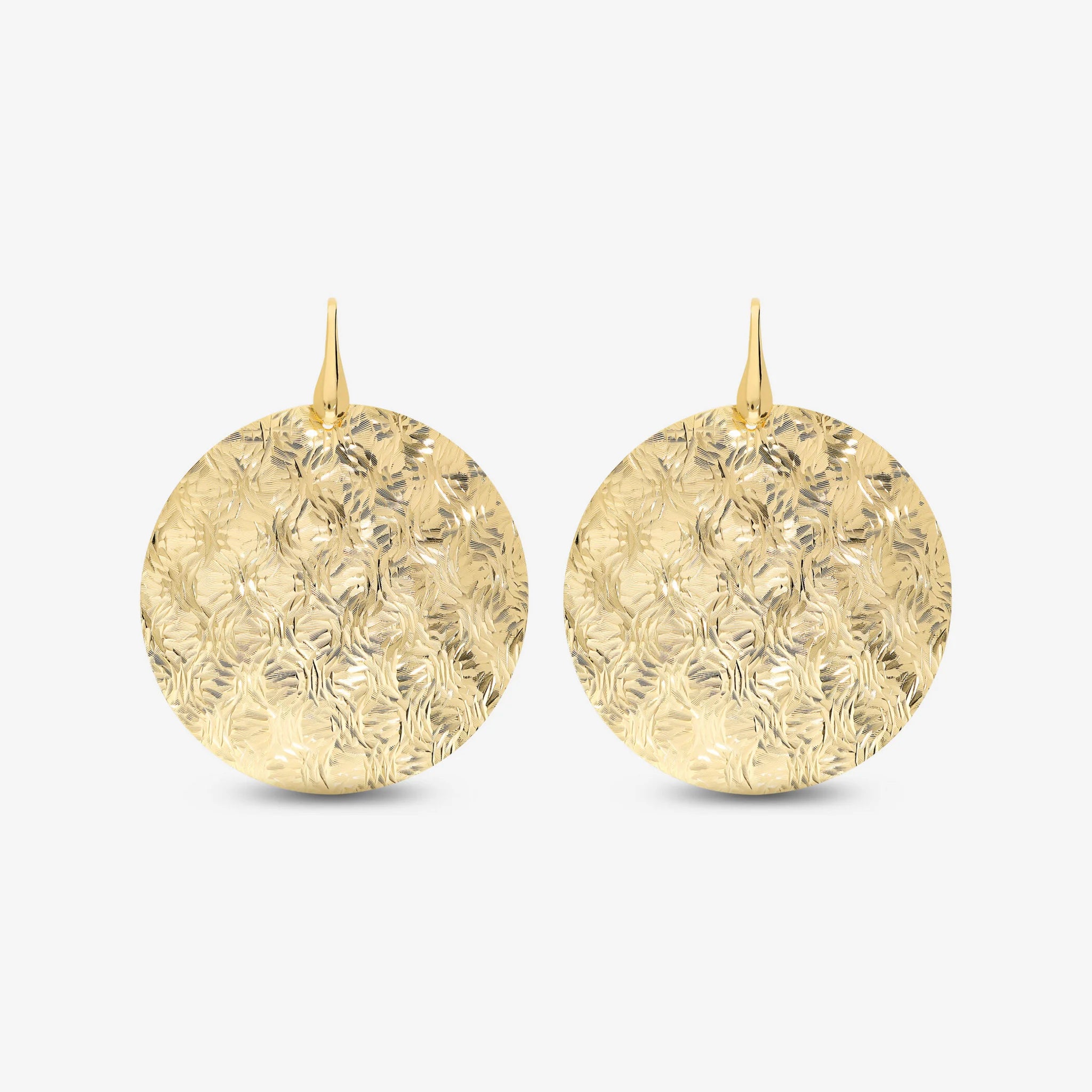 Orecchini Pendenti a Scudo Diamantati in Argento 925 placcato Oro Giallo 18Kt