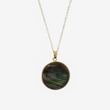 925 Sterling Silver 18Kt Yellow Gold Plated Link Necklace with Removable Labradorite Pendant