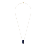 925 Sterling Silver 18Kt Yellow Gold Plated Brilliant Link Necklace with Faceted Black Onyx Natural Stone Pendant