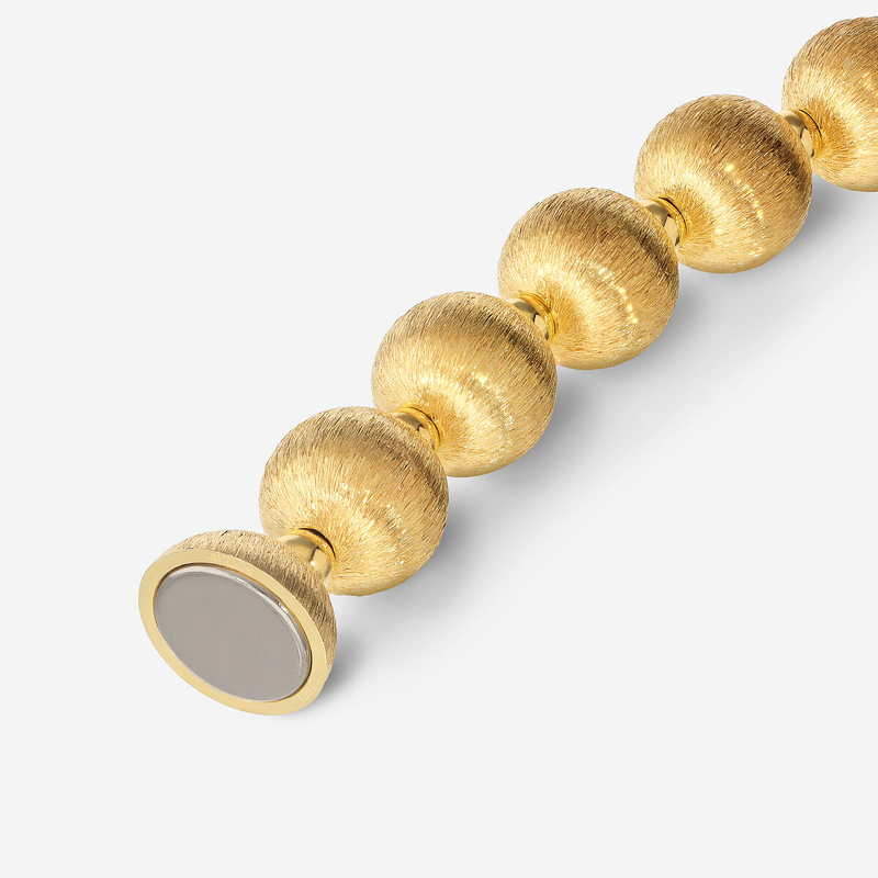 Bracelet in 925 silver 18kt yellow gold plated with satin-finished maxi beads and small polished spheres.