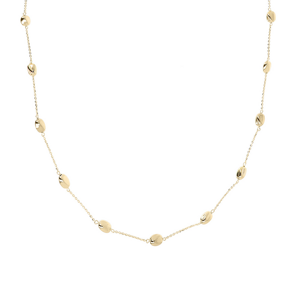 Long Link Glitter Necklace in 925 Sterling Silver 18Kt Yellow Gold Plated with Shiny Nuggets