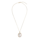 925 Sterling Silver 18Kt Yellow Gold Plated Diamond Brilliant Link Necklace with Removable Mother of Pearl Pendant