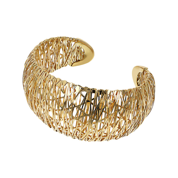 Rigid Bracelet with Diamond Strand in 925 Sterling Silver 18Kt Yellow Gold Plated