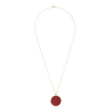 Long Necklace in 925 Sterling Silver, 18Kt Yellow Gold Plated with Pink Quartzite Natural Stone Pendant
