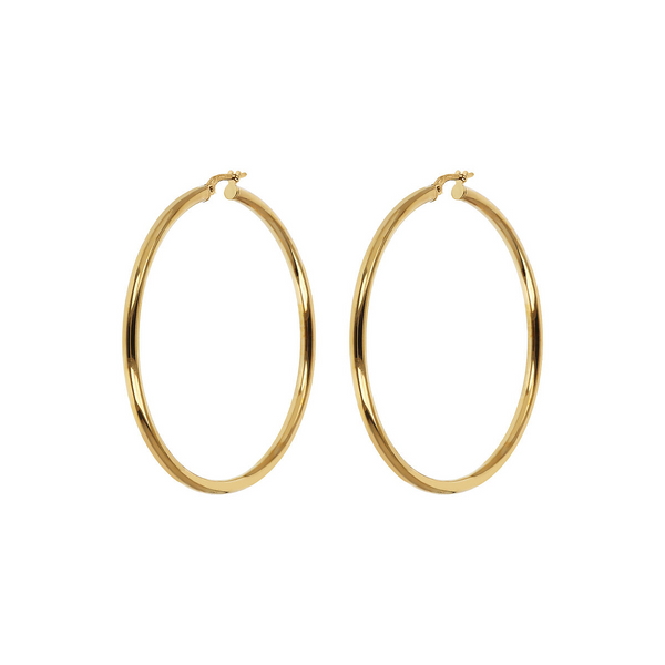 Hoop Earrings in 925 Sterling Silver, 18Kt Yellow Gold Plated with Polished Finish