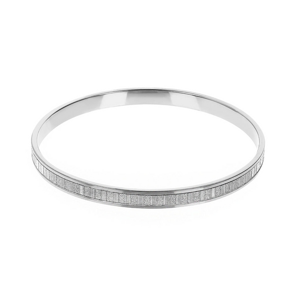 18Kt White Gold Plated Rigid Bracelet with Brilliant Finish in 925 Sterling Silver 