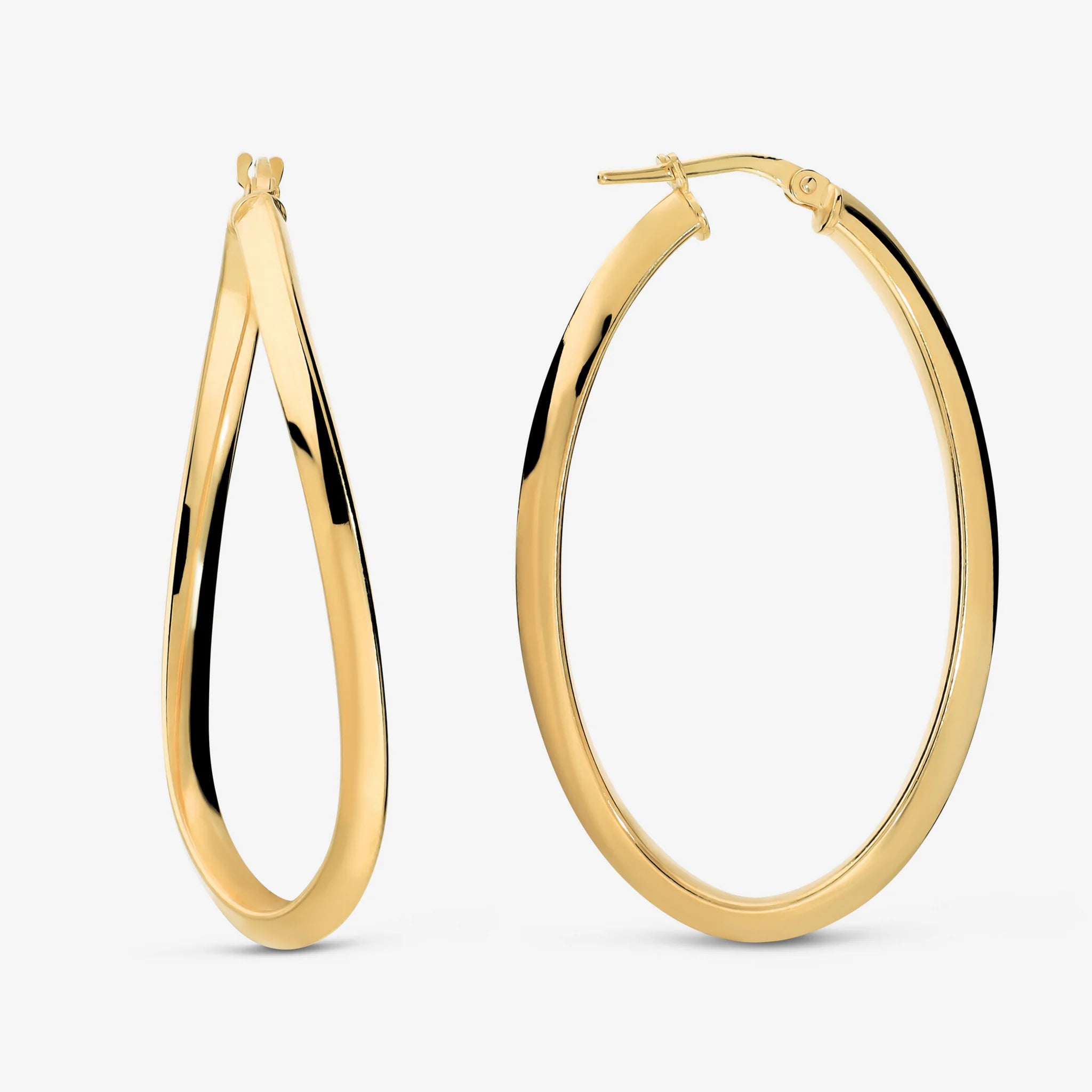 Wavy Oval Hoop Earrings in 18Kt Yellow Gold Plated 925 Silver