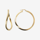 Orecchini a Cerchio Ovali Ondulati in Argento 925 placcato Oro Giallo 18Kt