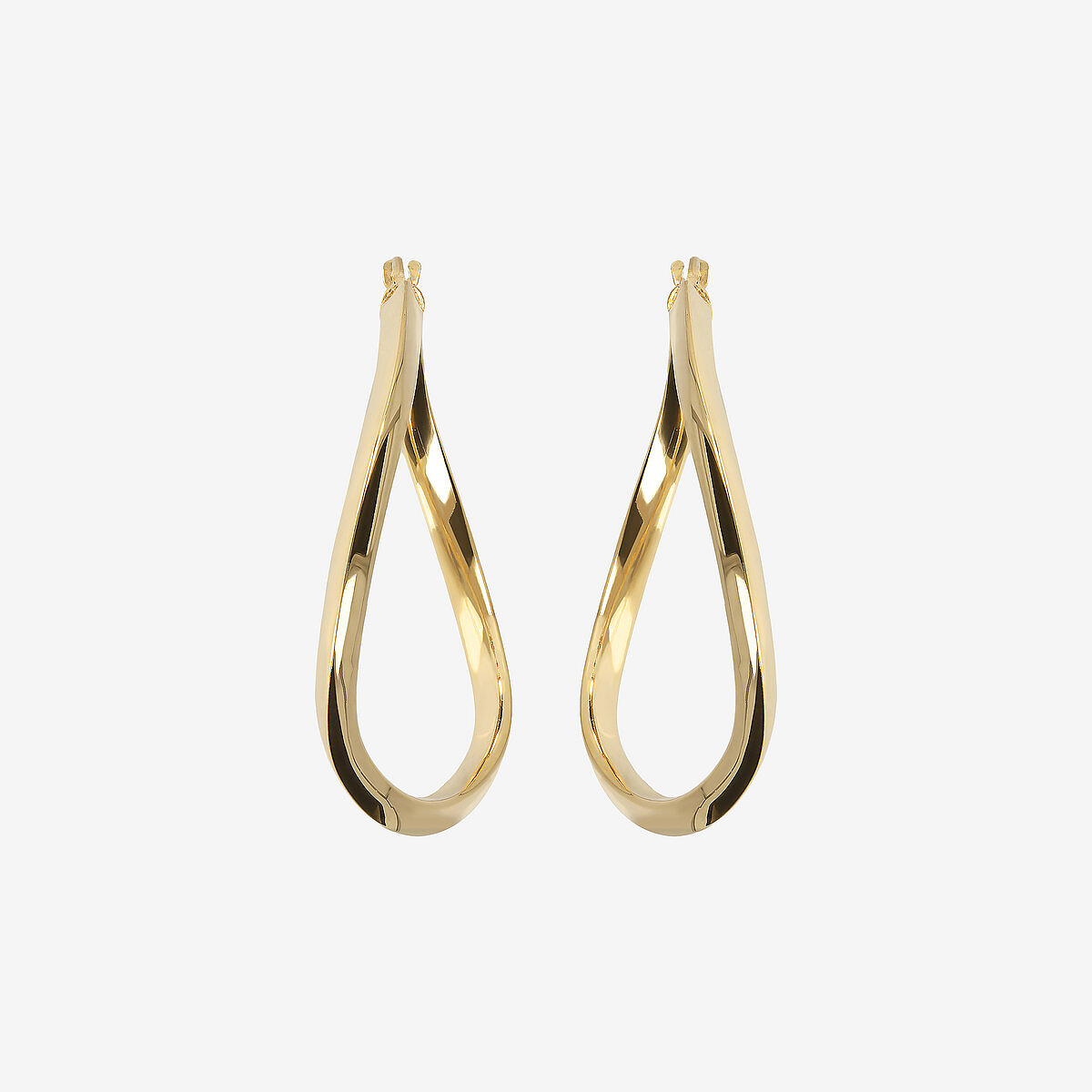 Orecchini a Cerchio Ovali Ondulati in Argento 925 placcato Oro Giallo 18Kt