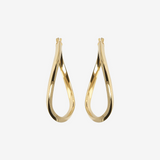 Orecchini a Cerchio Ovali Ondulati in Argento 925 placcato Oro Giallo 18Kt