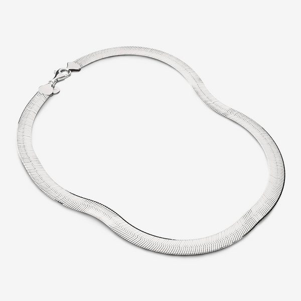 Maxi Knit Snake Necklace in 925 Silver Platinum Plated