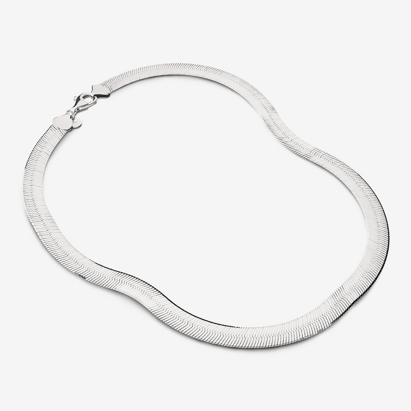 Collier Maxi Maille Serpent en Argent 925 plaqué Platine