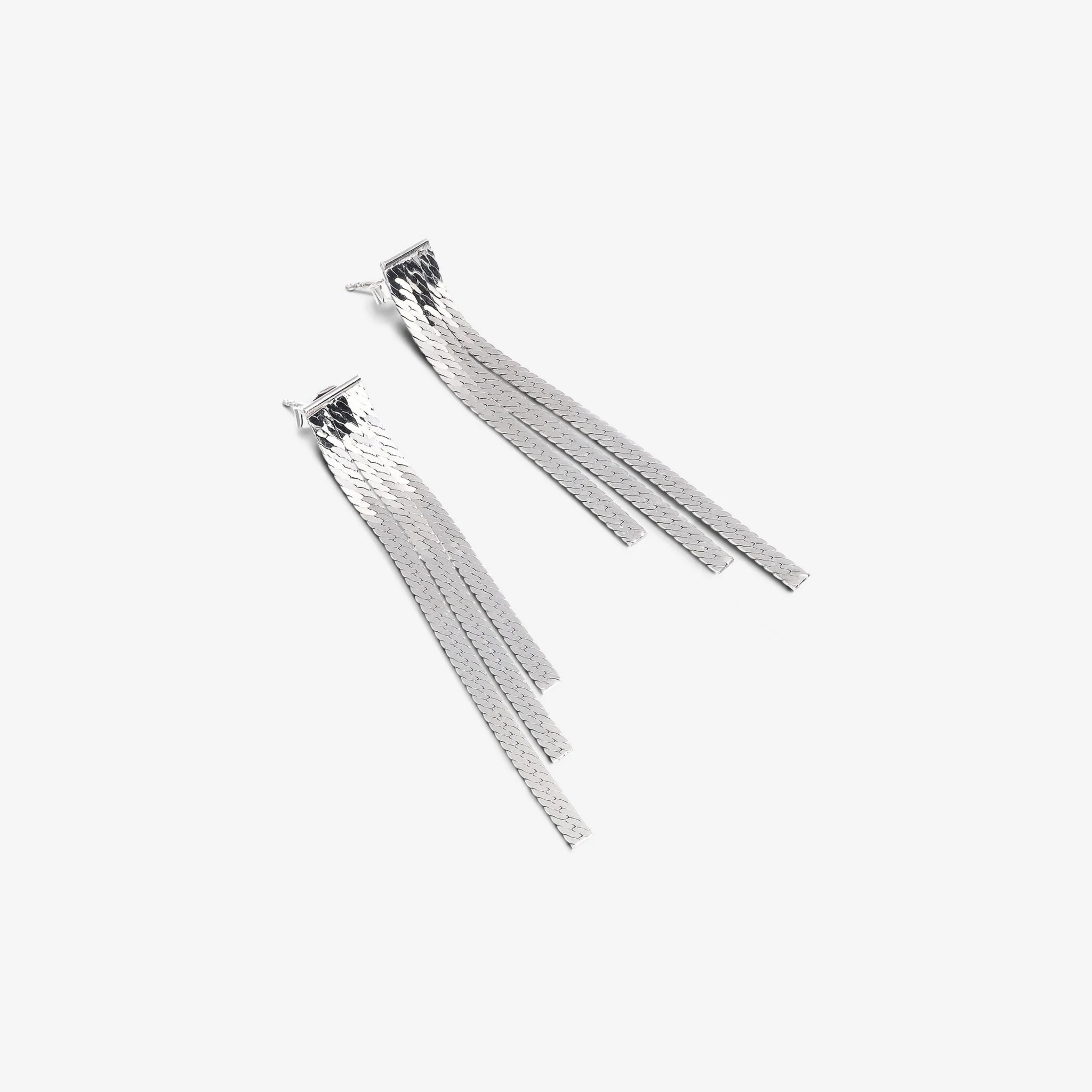 Boucles d'oreilles en argent sterling 925 platiné et serpent 6cm
