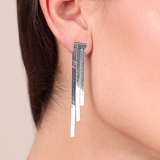 Orecchini Pendenti Maglia Snake in Argento 925 placcato Platino 6cm
