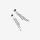 Boucles d'oreilles pendantes en maille serpent en argent 925 plaqué platine 6 cm