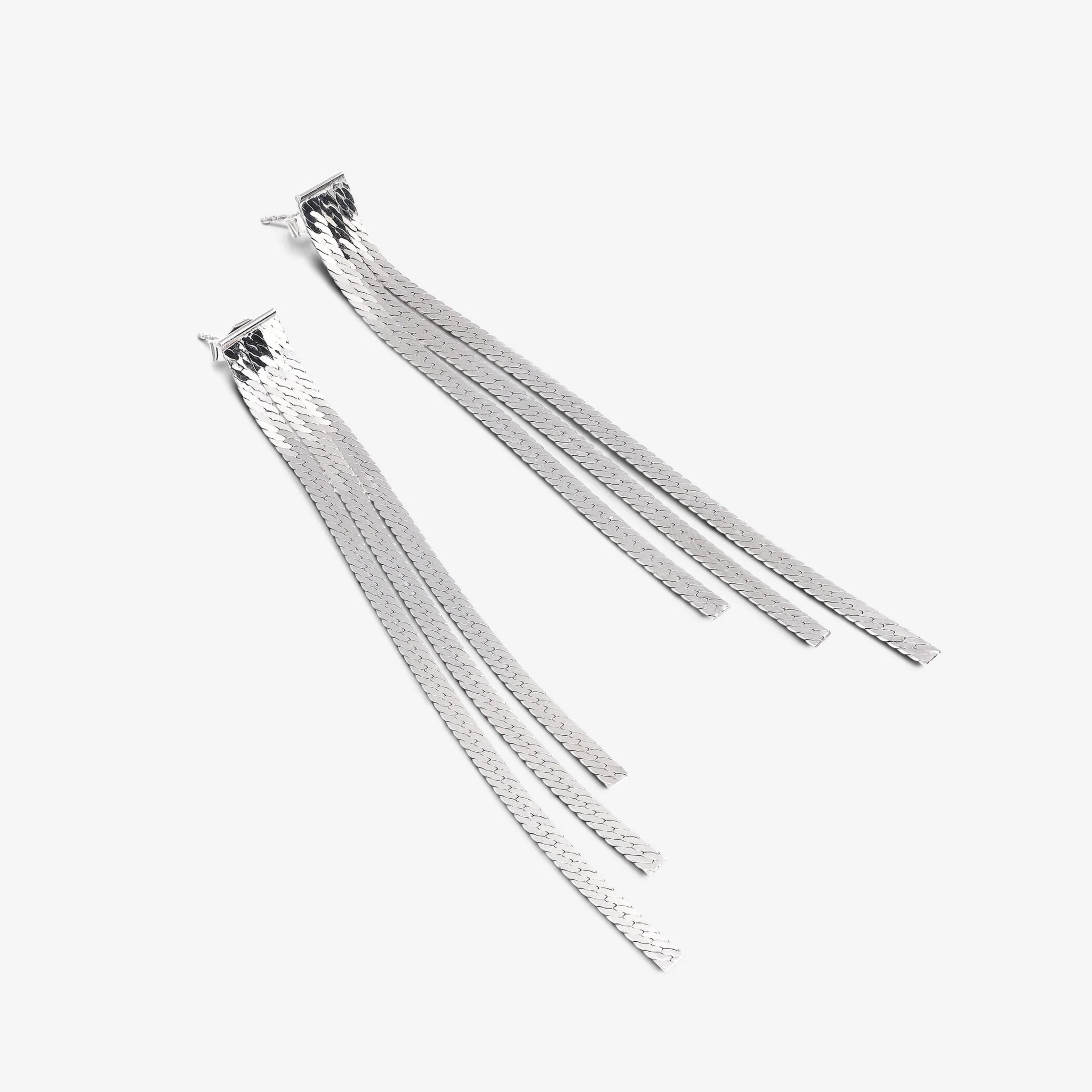 Boucles d'oreilles en argent 925 plaqué platine avec pendentif serpent de 9cm