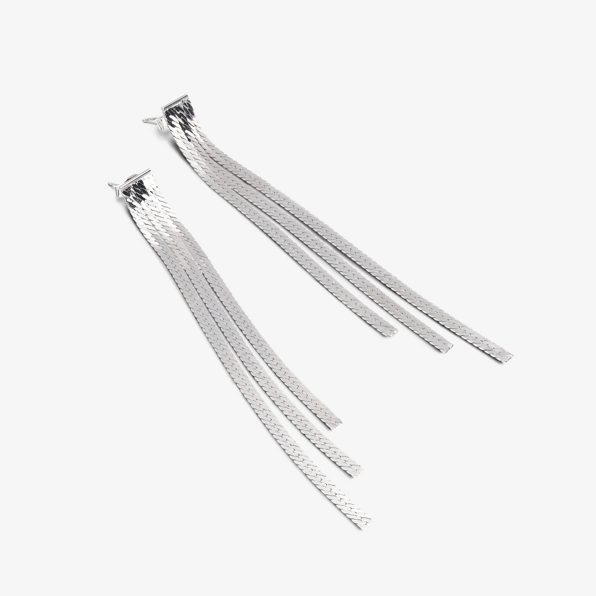 Boucles d'oreilles en argent 925 plaqué platine avec pendentif serpent de 9cm