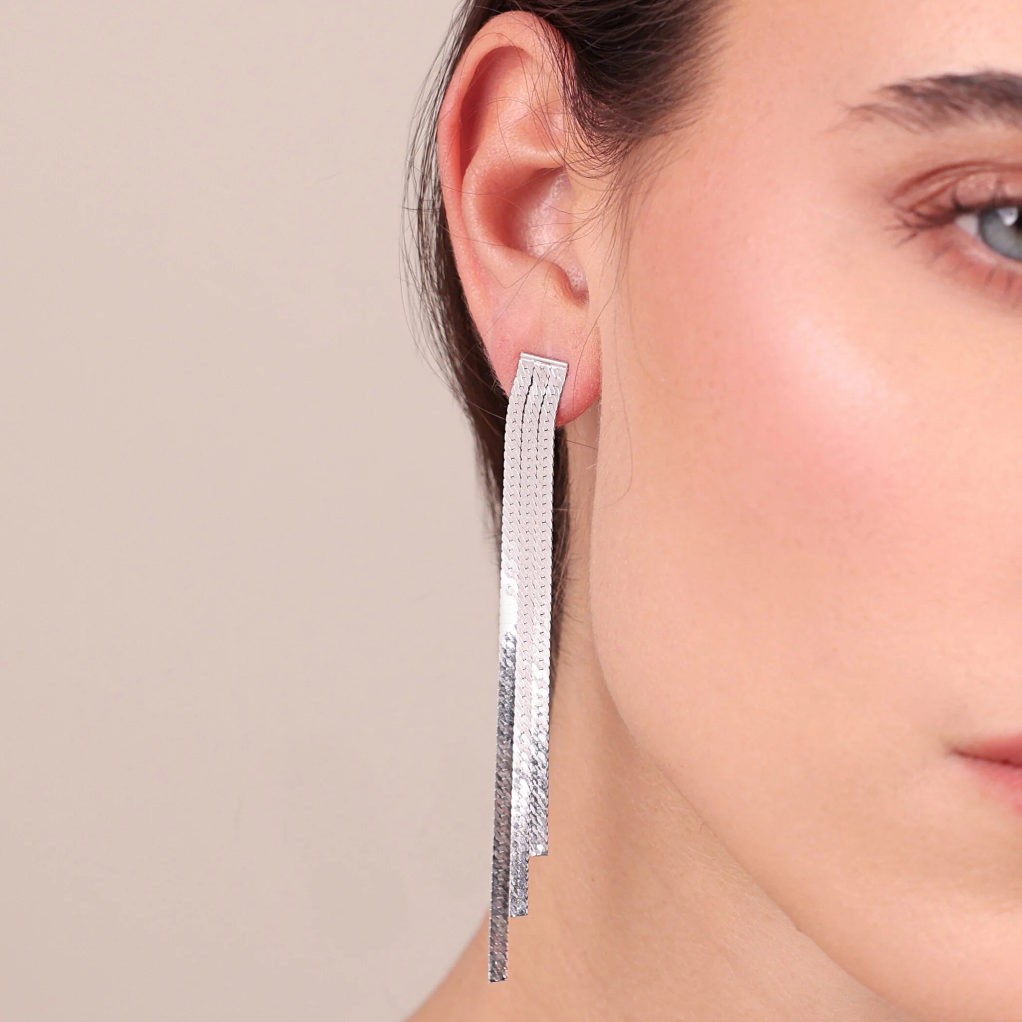 Boucles d'oreilles en argent 925 plaqué platine avec pendentif serpent de 9cm
