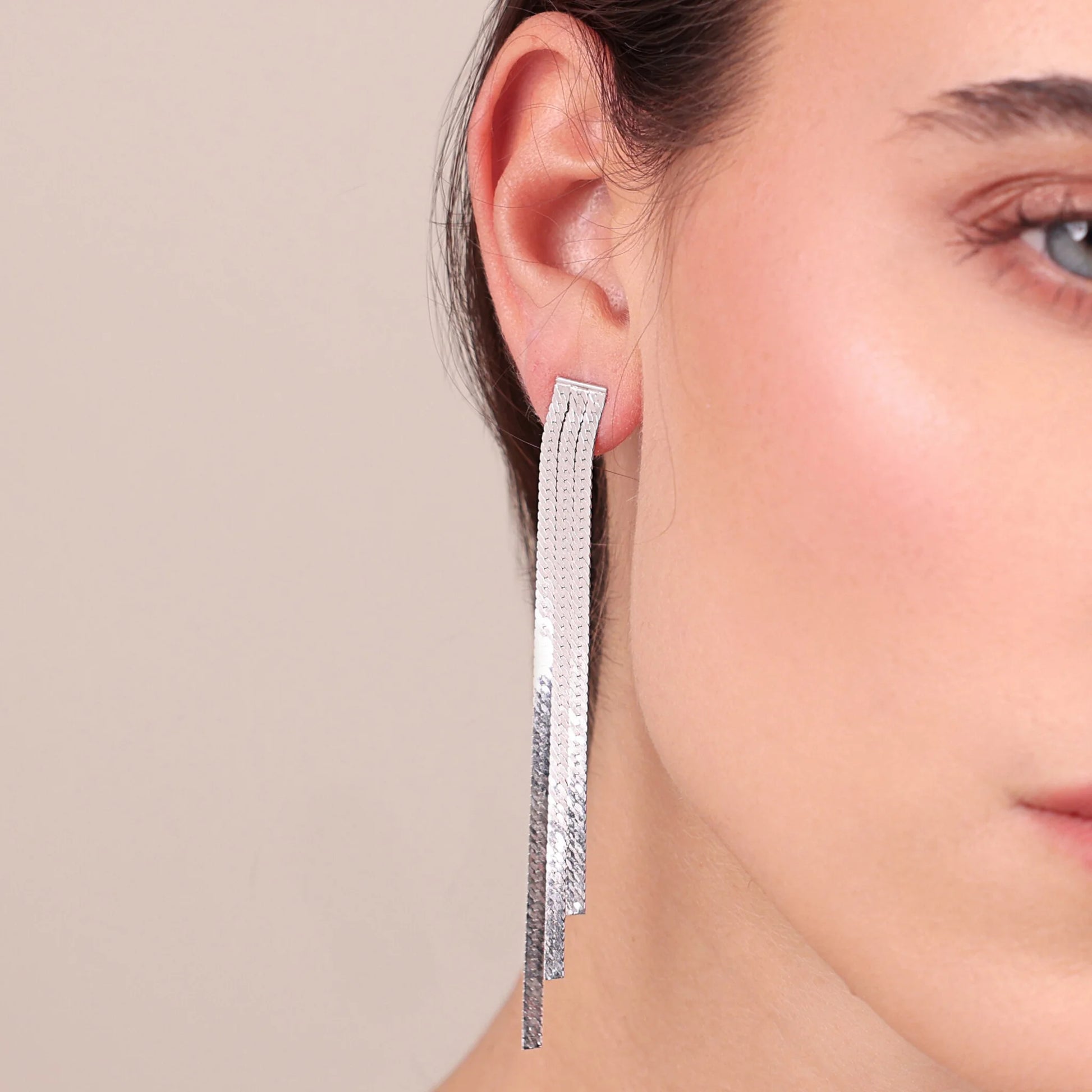 Boucles d'oreilles en argent 925 plaqué platine avec pendentif serpent de 9cm