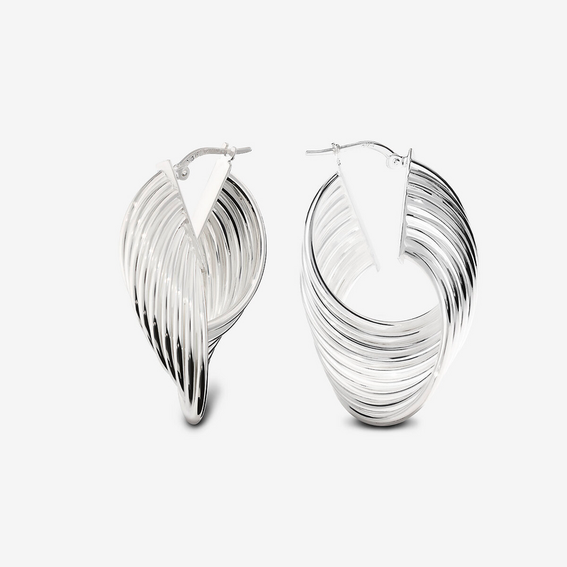Boucles d'oreilles créoles en argent 925 plaqué platine