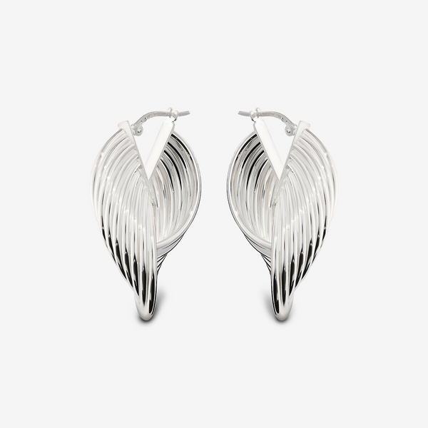 Wave Hoop Earrings in 925 Silver plated with Platinum