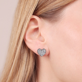Boucles d'oreilles Cœur à Lobo en Argent 925 plaqué Platine avec Pavé de Zircon Cubique
