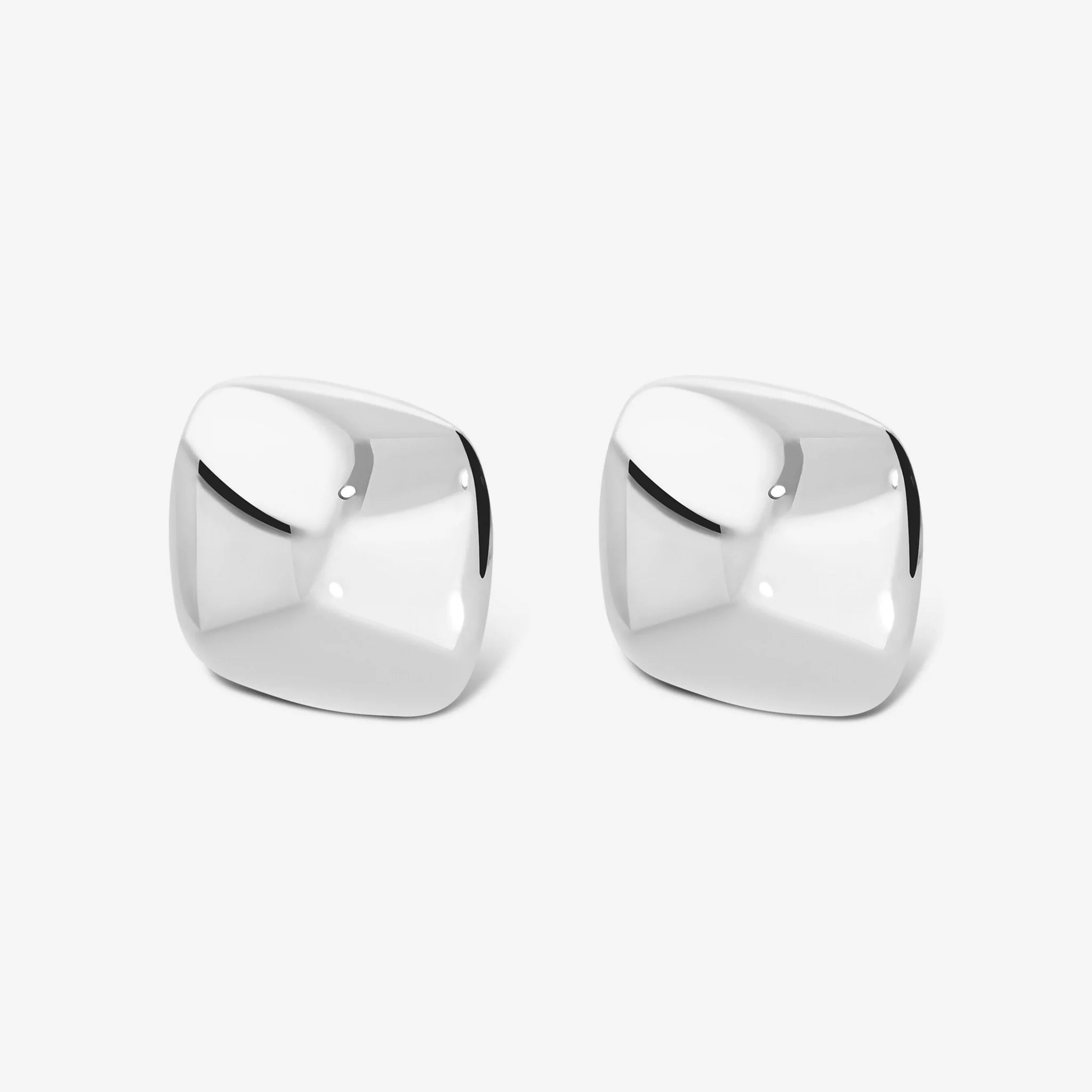 Square Lobe Earrings in 925 Silver Plated Platinum