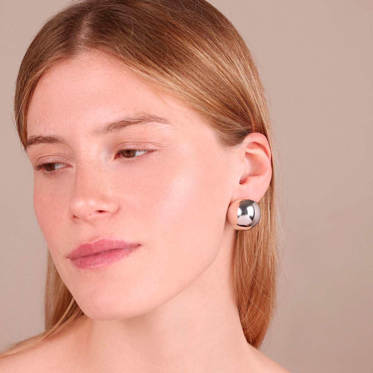 Orecchini a Sfera Lucidi in Argento 925 placcato Platino