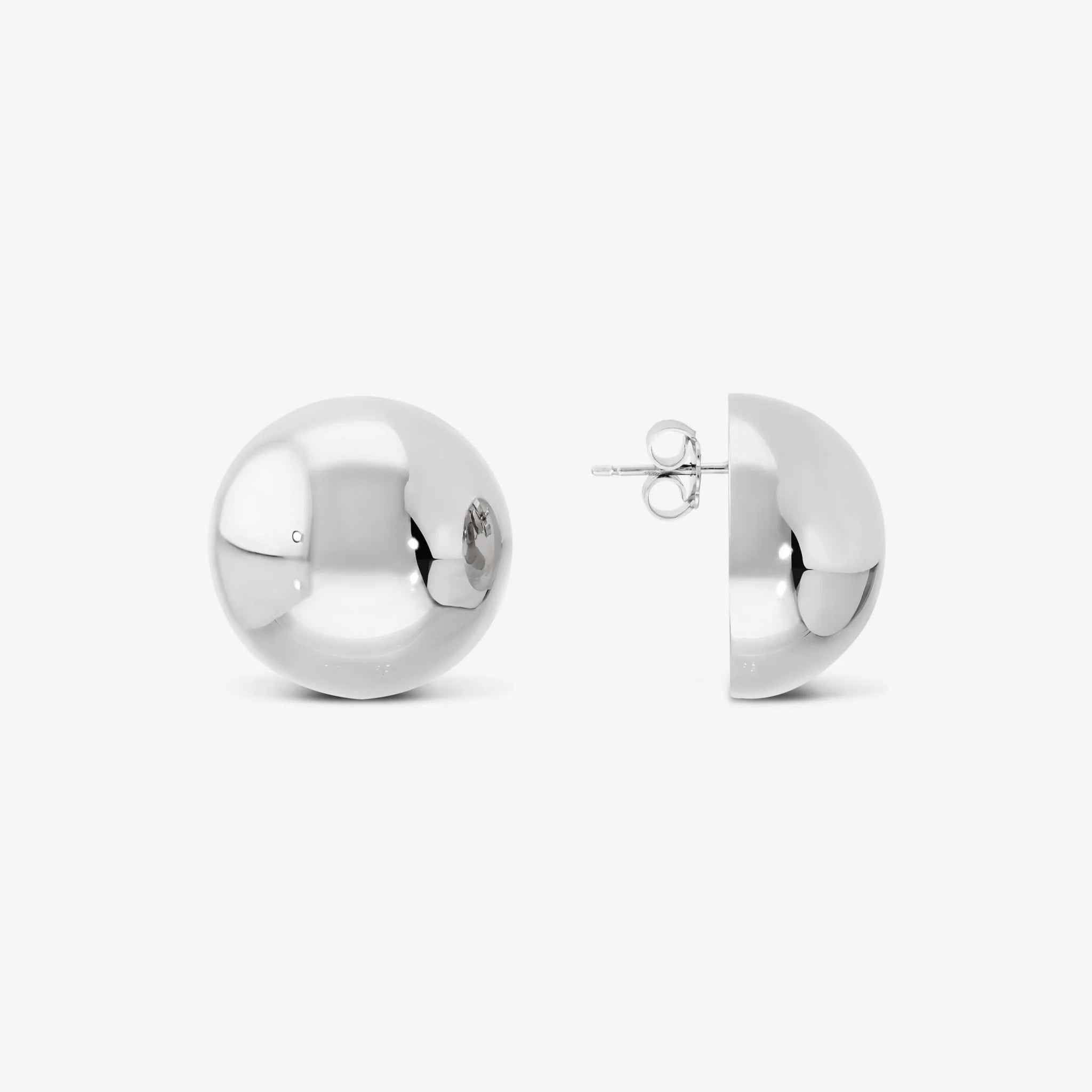 Orecchini a Sfera Lucidi in Argento 925 placcato Platino