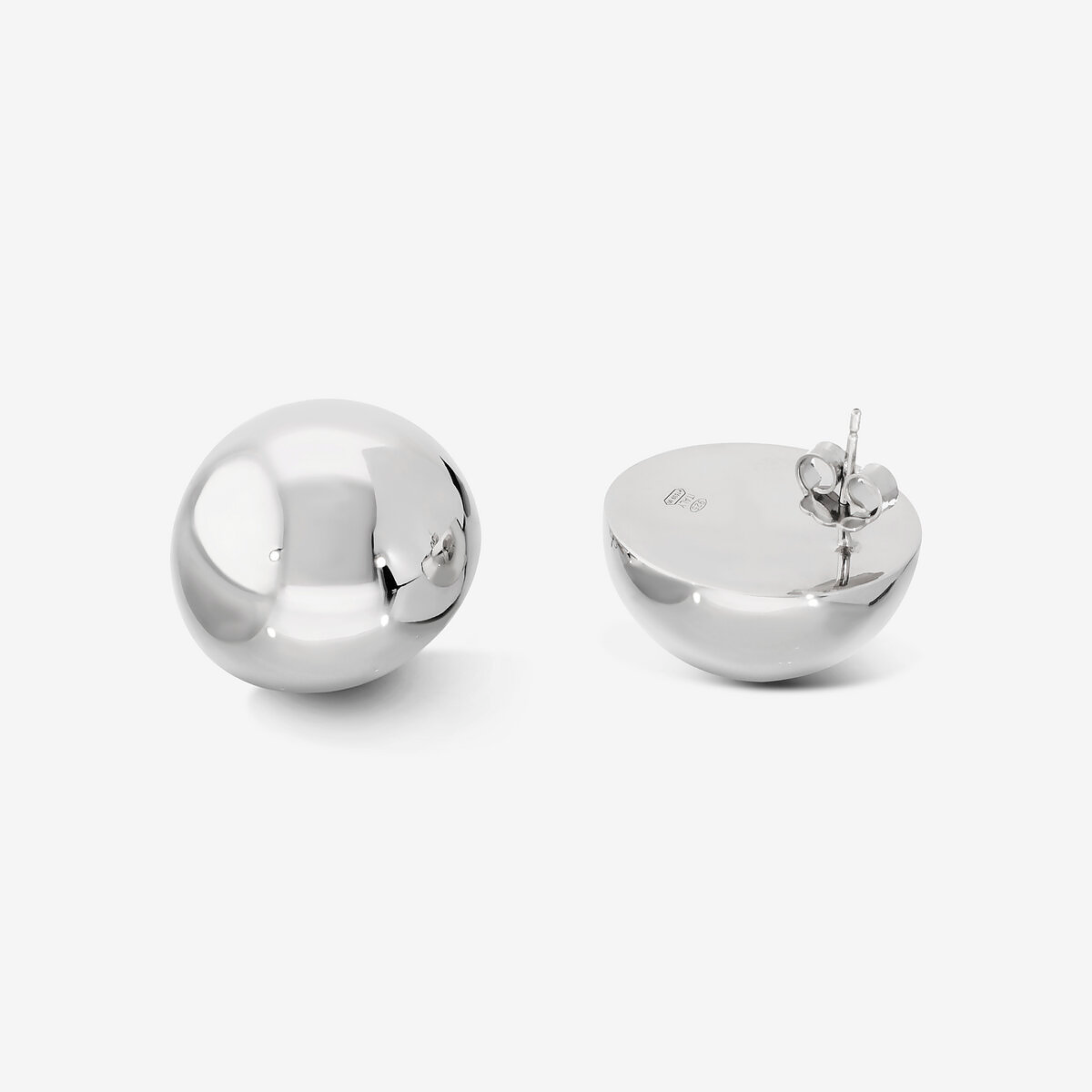 Orecchini a Sfera Lucidi in Argento 925 placcato Platino