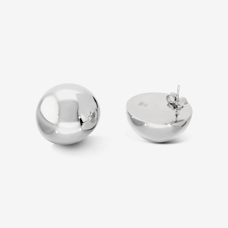 Orecchini a Sfera Lucidi in Argento 925 placcato Platino