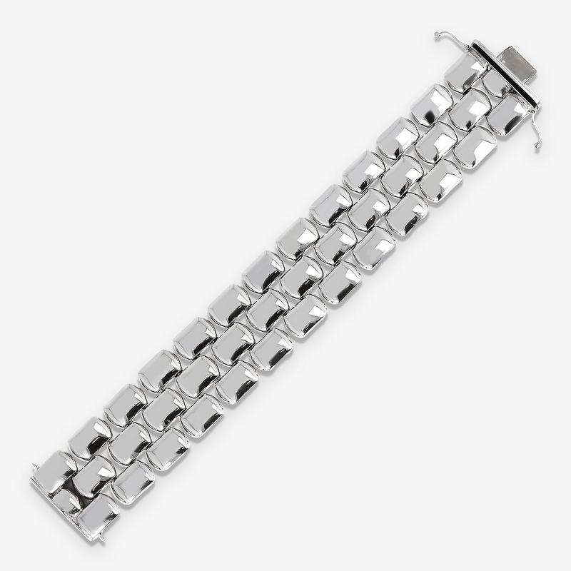 Panthère bracelet in 925 platinum-plated sterling silver