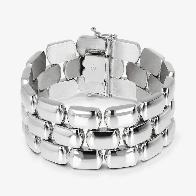 Panthère bracelet in 925 platinum-plated sterling silver