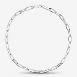 Collier Girocollo Maille Ovale Allongée en Argent 925 plaqué Platine