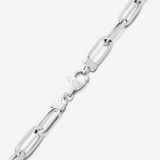 Collier Girocollo Maille Ovale Allongée en Argent 925 plaqué Platine