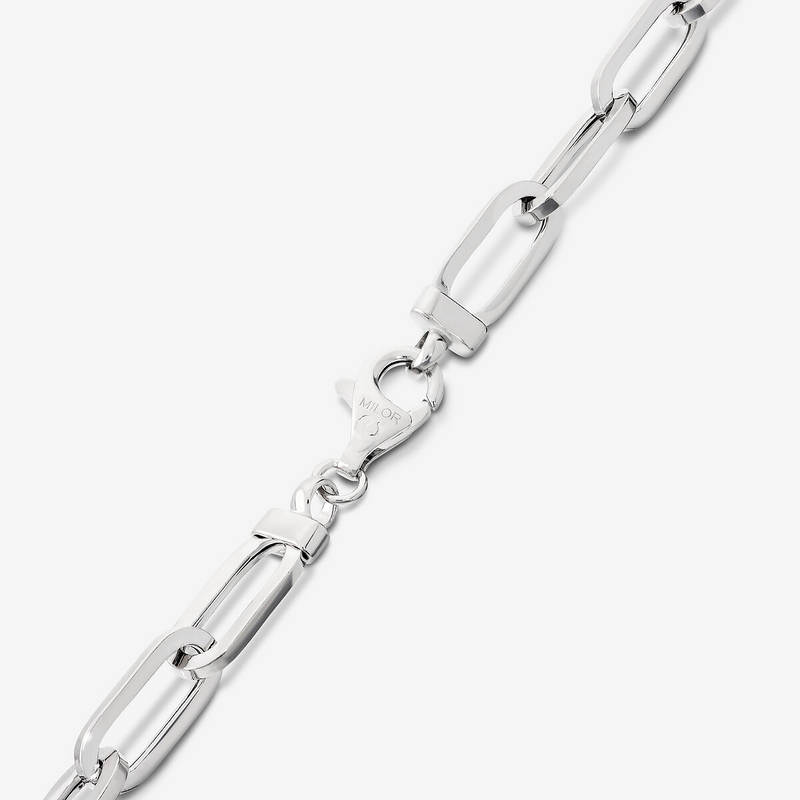 Collier Girocollo Maille Ovale Allongée en Argent 925 plaqué Platine